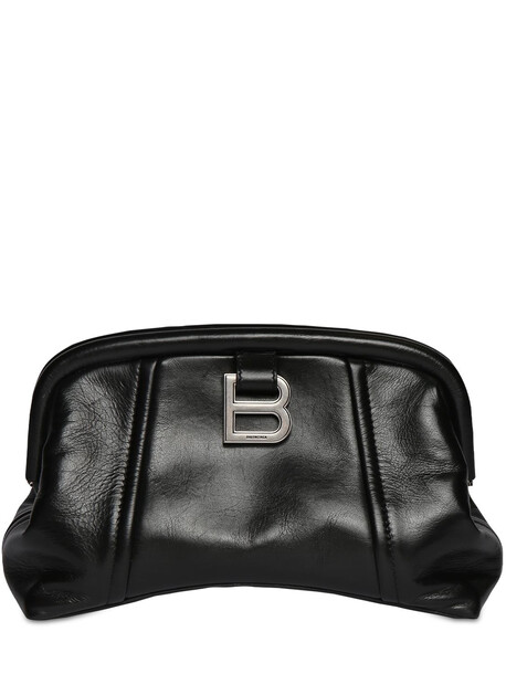 BALENCIAGA Xs Frame Leather Clutch in black