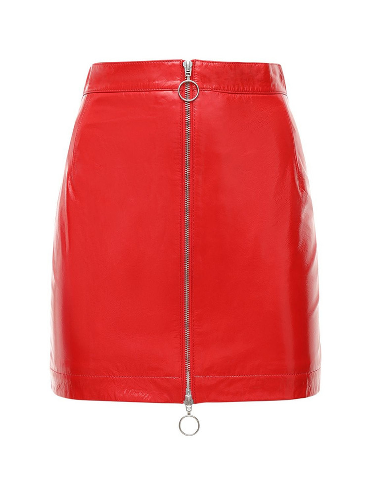 REMAIN Lizzie Patent Leather Mini Skirt in red