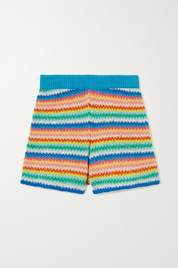 alanui - over the rainbow striped crocheted cotton shorts - orange