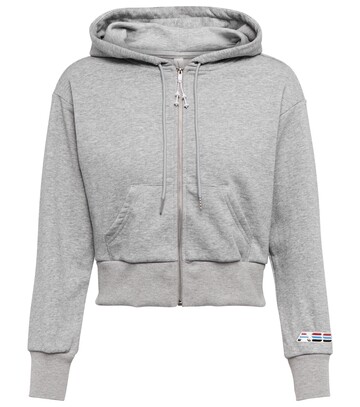 Adam Selman Sport Cropped cotten-blend hoodie in grey