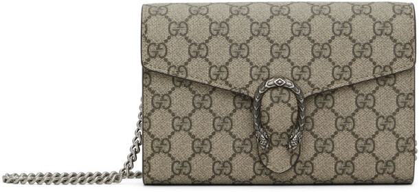 Gucci Beige GG Dionysus Wallet Chain Bag in taupe