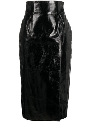 16Arlington leather midi pencil skirt in black