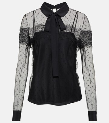redvalentino sheer point d'esprit blouse in black