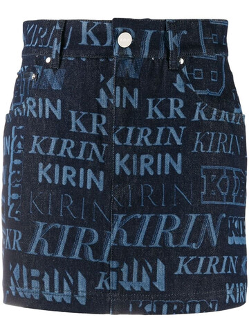 Kirin printed logo denim skirt in blue