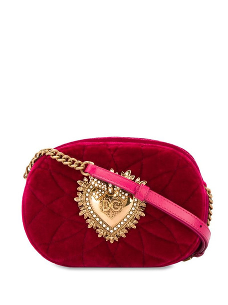 Dolce & Gabbana quilted velvet shoulder bag in pink