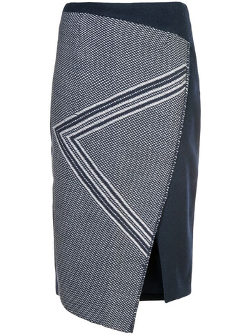 VOZ asymmetric pattern skirt in blue