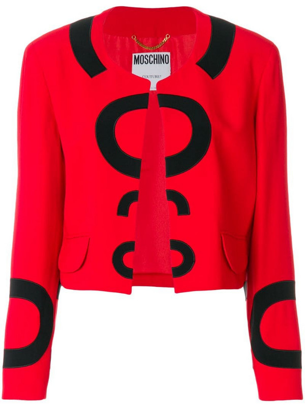 Moschino Pre-Owned collarless open jacket in red