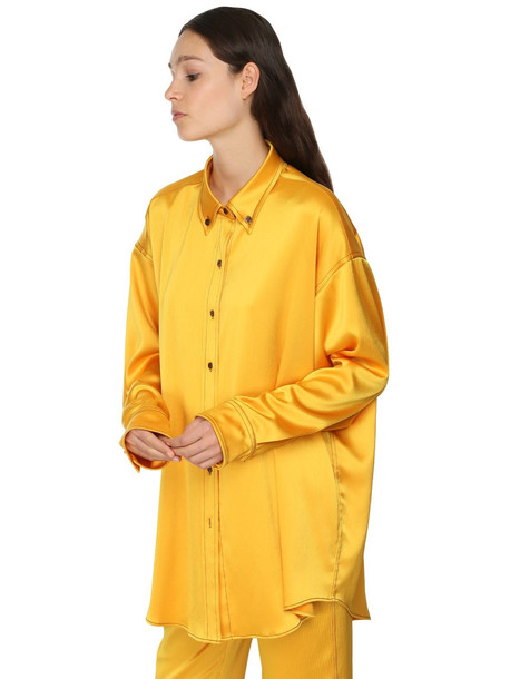 SIES MARJAN Oversized Satin Shirt in yellow