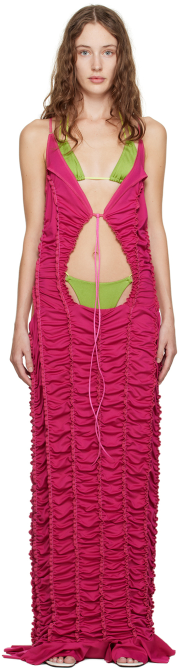 Ester Manas Pink Peephole Maxi Dress in magenta