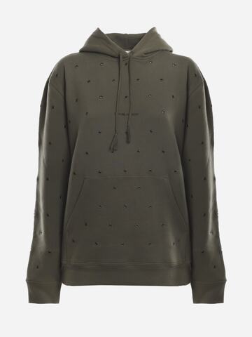 Saint Laurent Cotton Sweatshirt With All-over Eyelets in green