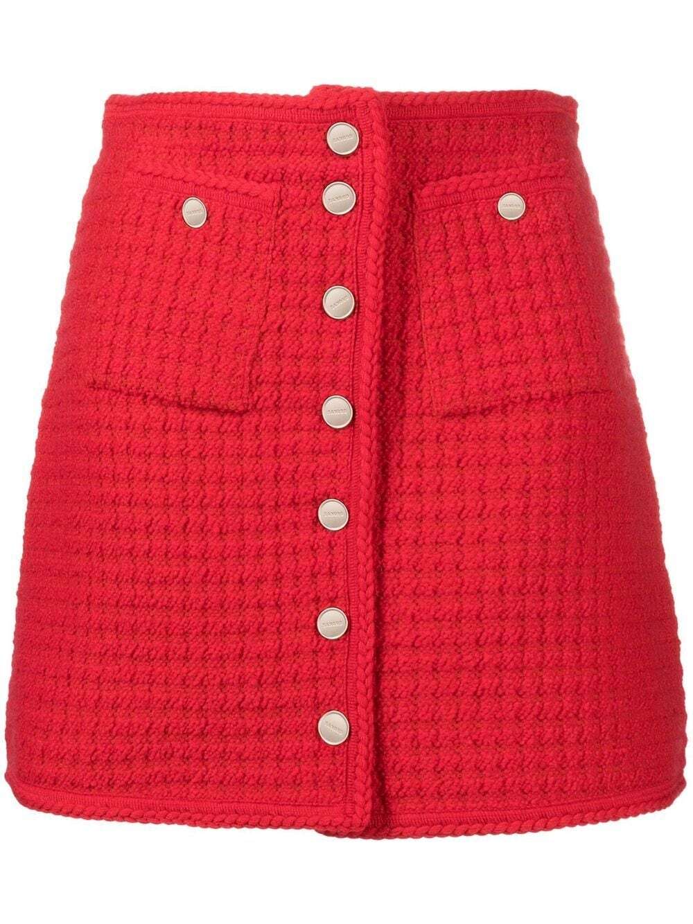 SANDRO waffle-knit buttoned miniskirt - Red