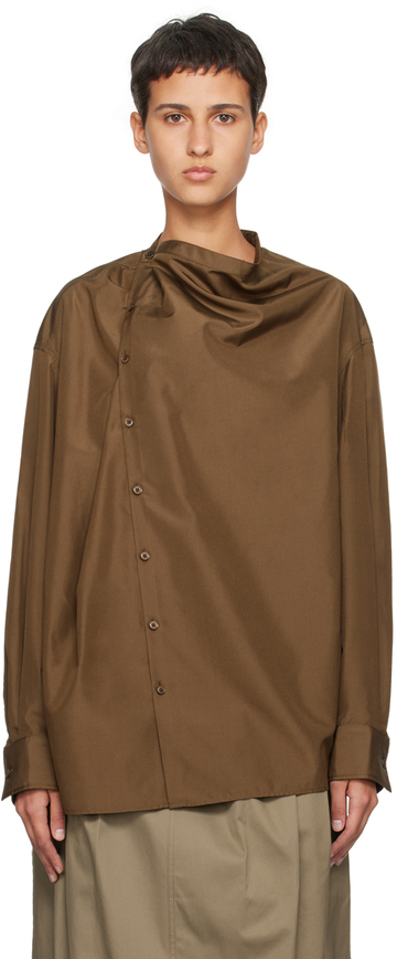 lemaire brown soft collar blouse