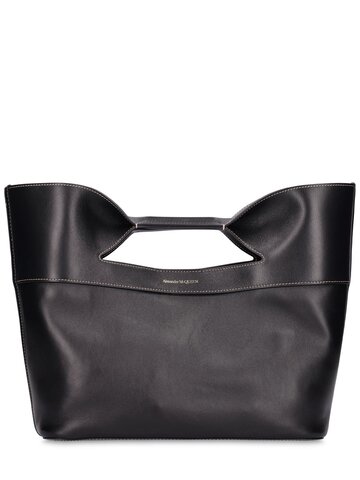 alexander mcqueen the bow small leather tote in black