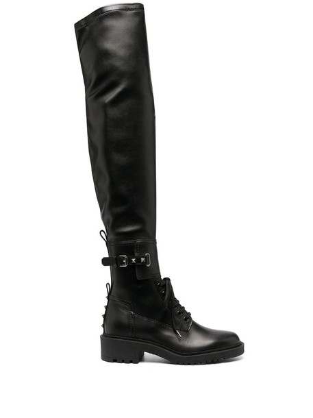 Valentino Garavani Rockstud over-the-knee combat boots in black