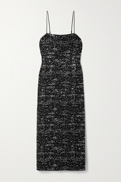 Tibi - Glittered Woven Midi Dress - Black