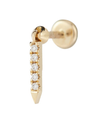 maria tash eternity bar threaded 18kt yellow gold single earring with diamonds