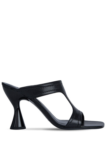 BY FAR 95mm Nadia Gloss Leather Sandals in black