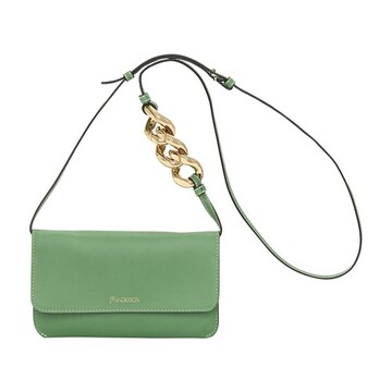 Jw Anderson Leather phone chain pouch in green