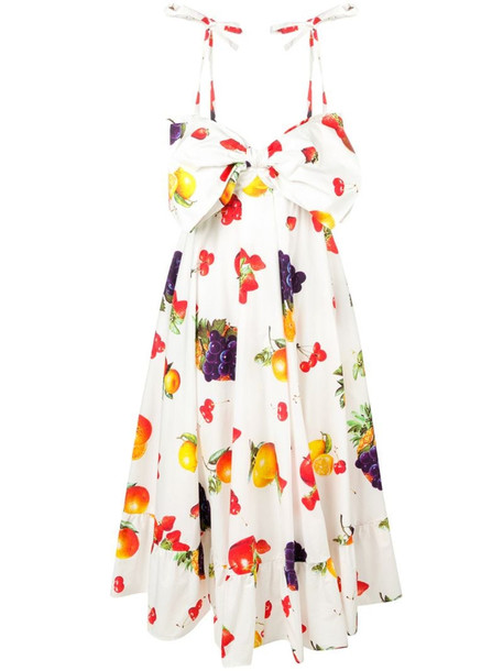 MSGM fruit print flared dress in white