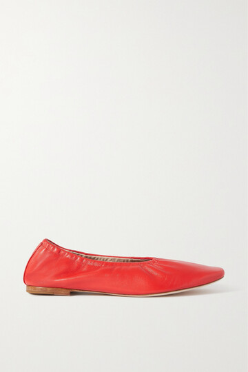 Porte & Paire - Gathered Leather Ballet Flats - IT40.5 in red