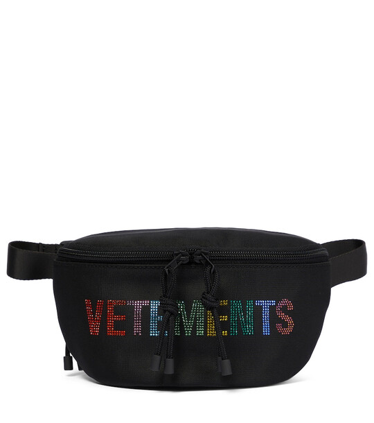 Vetements Logo embellished belt bag in black