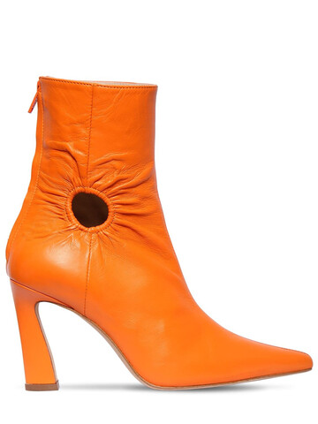 KALDA 80mm Fory Leather Ankle Boots in orange