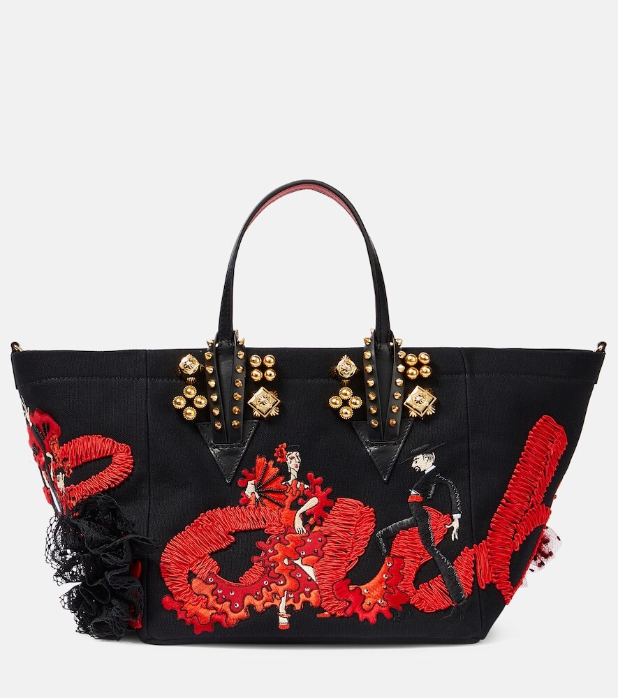 Christian Louboutin x Rossy de Palma Flamencaba Small embroidered tote bag in black