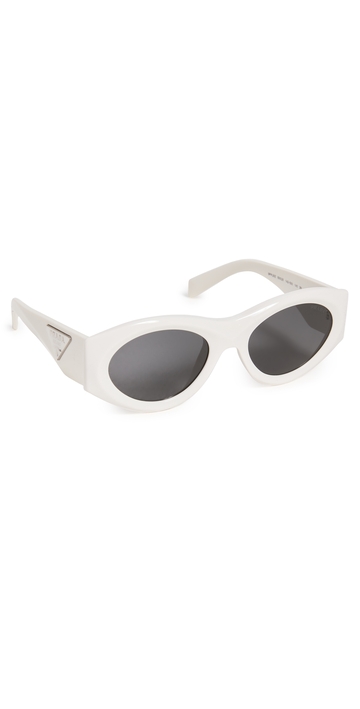 prada 20zs round sunglasses talc/dark grey one size