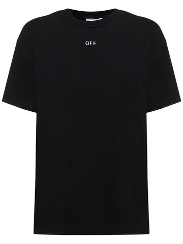 off-white diag embroidered cotton t-shirt in black