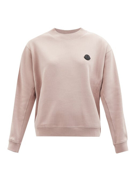 Moncler - Panelled-sleeve Cotton-jersey Sweatshirt - Womens - Light Pink