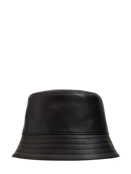 LOEWE Leather Bucket Hat W/ Strap in black