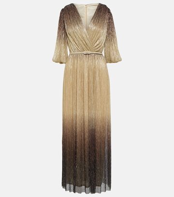 costarellos ellery pleated lurex gown in gold