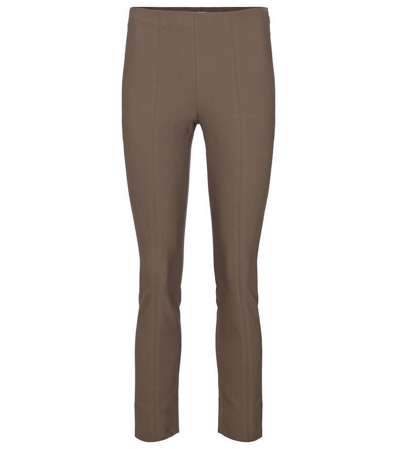 Vince High-rise slim cotton-blend pants in brown