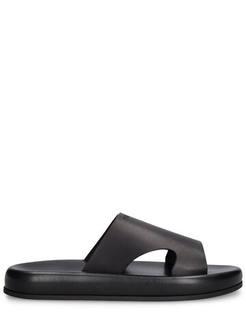 ferragamo logo leather sandals in black