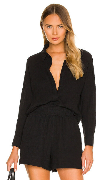 MONROW Relaxed Blouse in Black