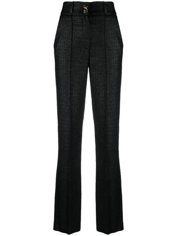 elisabetta franchi crepe-texture high-waist trousers - black