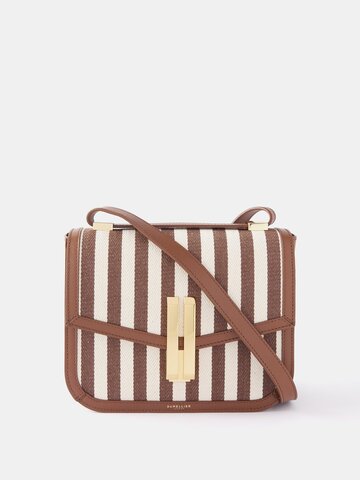 demellier - vancouver striped-canvas cross-body bag - womens - brown stripe