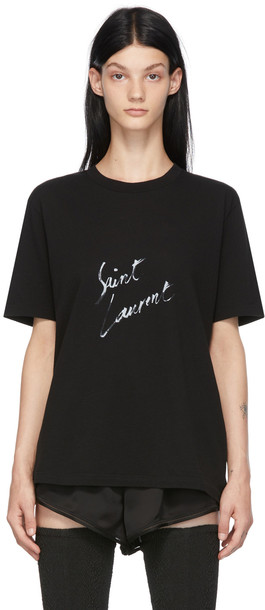 Saint Laurent Black Signature Logo T-Shirt