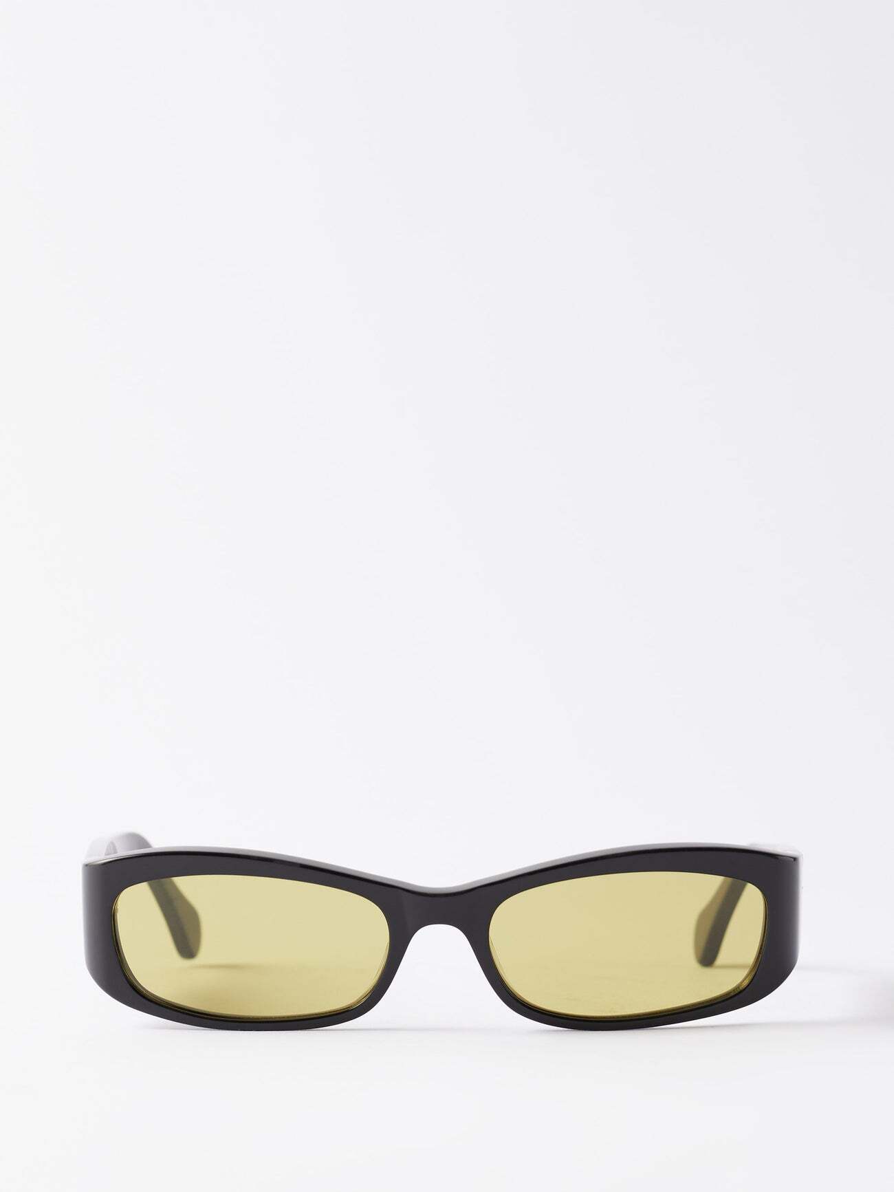 Port Tanger - Leila Rectangular-frame Acetate Sunglasses - Womens - Black Green