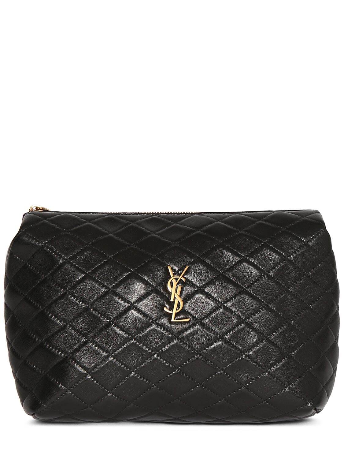SAINT LAURENT Gaby Leather Pouch in black