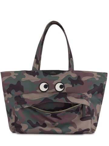 ANYA HINDMARCH E/w Eyes Recycled Nylon Tote Bag in green