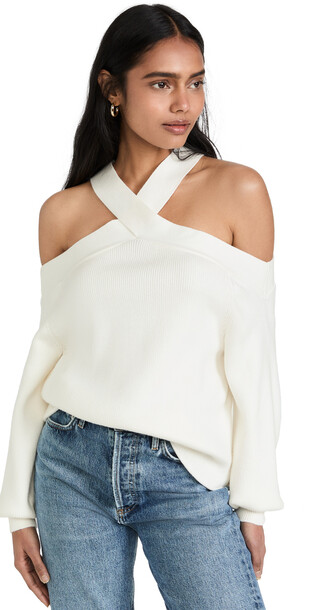 Line & Dot Ariana Cut Out Sweater in ivory