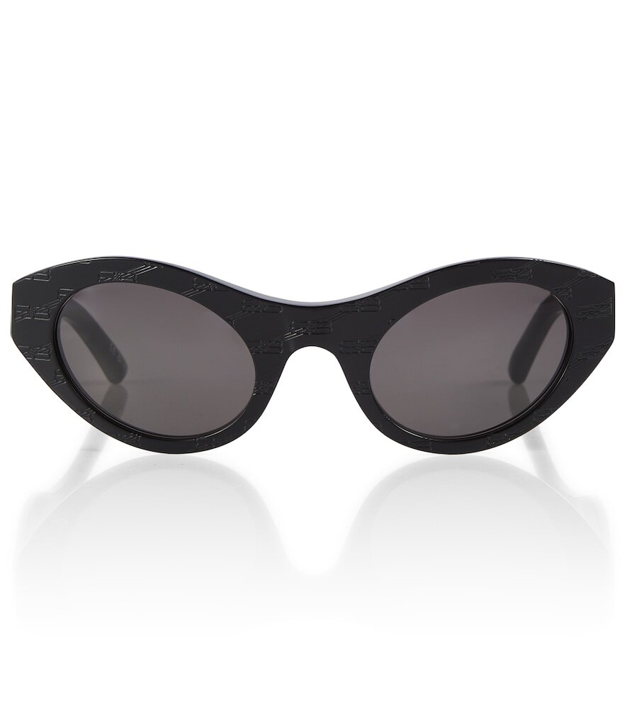 Balenciaga BB monogram round sunglasses in black