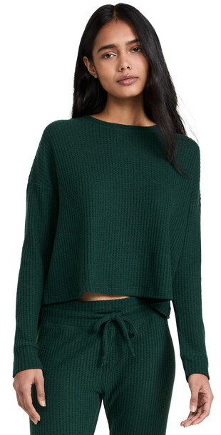 Beyond Yoga Brushed Up Cropped Pullover in green
