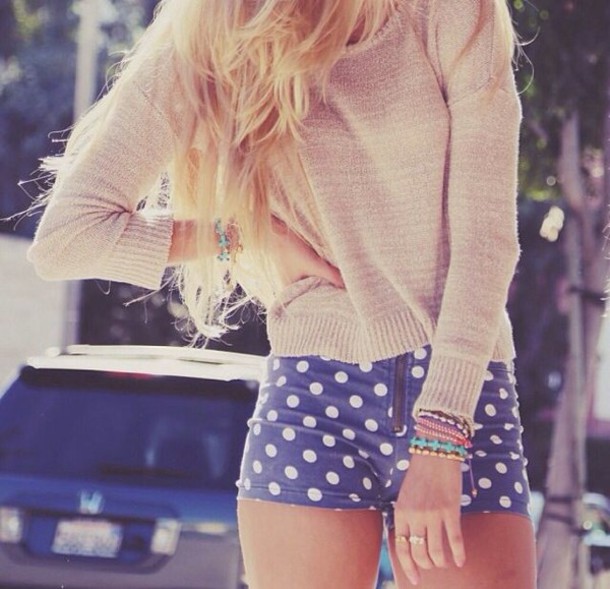 shorts sweater polka dot jean High waisted shorts brandy melville fall outfits
