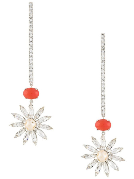 Paco Rabanne floral drop earrings in silver