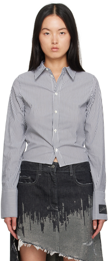 jw anderson gray striped shirt in charcoal / white