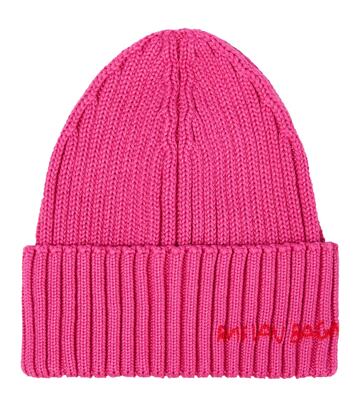 ruslan baginskiy ribbed-knit wool-blend beanie in pink