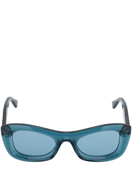 BOTTEGA VENETA Bv1088s Rounded Acetate Sunglasses in blue / clear