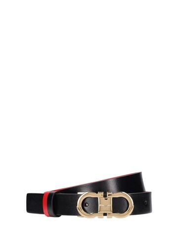 ferragamo 2.5cm reversible leather belt in black / red